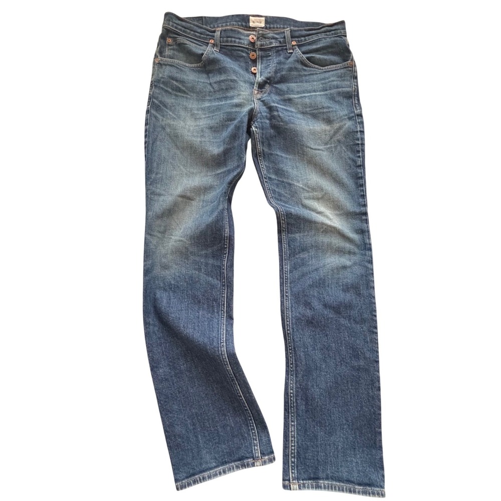 Hudson Blake Slim Straight Jeans Mens 36x30.5 Blue Button Fly Americana